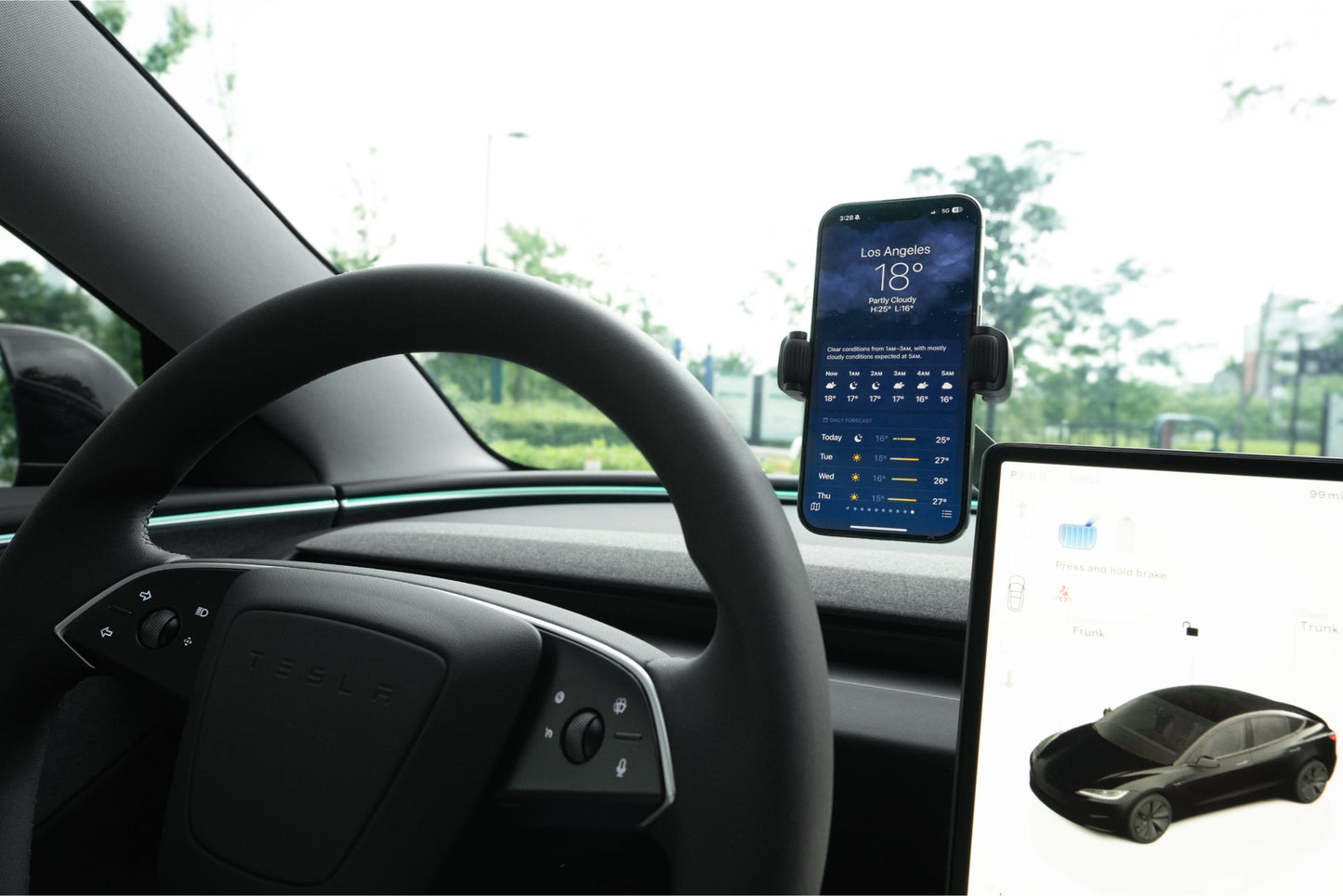 6D Onzichtbare Opvouwbare Autohouder met Qi2 Draadloos Laden – Tesla S/3/X/Y/Cybertruck
