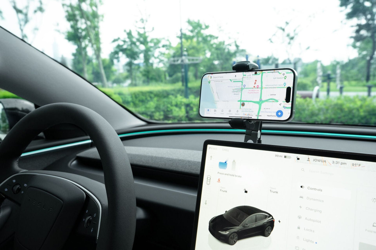 6D Onzichtbare Opvouwbare Autohouder met Qi2 Draadloos Laden – Tesla S/3/X/Y/Cybertruck